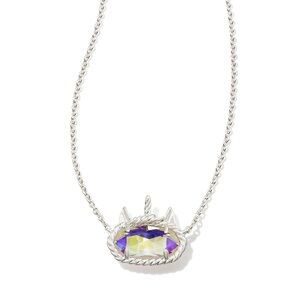 Silver Necklace with Iridescent Pendant